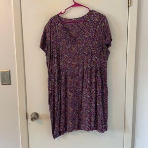 Vintage purple floral button up shirt dress